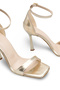 Metallic Gold Color Closed Back 11 cm Heeled Ankle Strap Shoes - 6