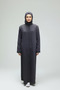Women's Embroidered Front Zippered Hakim Collar Sleeves with Embroidered Collar and Hem, Plus Size Ferace - 3