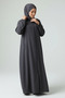 Women's Embroidered Front Zippered Hakim Collar Sleeves with Embroidered Collar and Hem, Plus Size Ferace - 4