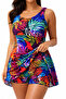 Women's Patterned Dress Swimsuit with Shorts - 2