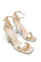 Metallic Gold Color Closed Back 11 cm Heeled Ankle Strap Shoes - 2