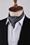 Motif Pattern Navy Blue Italian Silk Ascot Tie Sac33 - 4