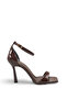 Brown Patent Leather Closed Back 11 cm Heeled Ankle Strap Shoes - 4