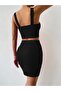 Women's Strappy V-Neck Buttoned Crop Blouse Mini Skirt Set - 4