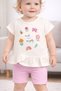 Flamingo 18504-26 Baby Girl Ruffle Blouse Shorts Set Floral Printed Summer Comfortable Fit 2-Piece - 3