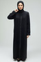Women's Embroidered Front Zippered Hakim Collar Sleeves with Embroidered Collar and Hem, Plus Size Ferace