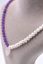 Pearl Stone Amethyst Stone Pink Quartz Stone Natural Stone Design Necklace 6 mm - 3