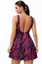 Women's Patterned Dress Swimsuit with Shorts - 3