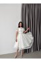 Ecru Lace Sequin Embroidered Short Sleeve Midi Evening Dress - 4