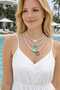 Women's Summer Beach Sea Necklace 3-Piece Set Blue Turquoise White Color Marine Theme Accessory Jewelry Gift