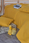 Double Mustard Color Knitted Pattern Bedspread & Pique Set 220X240 cm – 2 Pillowcases, Modern Stylish Design