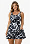 Women's Patterned Dress Swimsuit with Shorts - 2