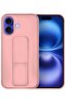 iPhone 16 Magnetic Car Mount Case – Pink Silicone Kickstand with Hand Strap & Multi-Stand Functional - 4