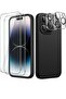 "5-in-1 iPhone 14 Pro Max (6.7-Inch) Black Silicone Case - With 2 Screen Protectors & 2 Camera Lens