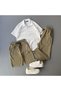 Raporlu Ottoman Fabric Green Shorts + White T-Shirt + Green Jogger 3-Piece Set - 3