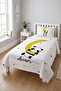 Teddy Bear and Crescent Star Children's Pique Set - Sleep-Themed Nordic White and Yellow Quilted Bedspread - 6