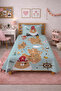 Pirate Map Island Sea Children's Pique Set - Adventure Themed Nordic Mint Brown Bedspread - 6