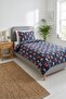 New Year's Animal Figure Navy Blue Youth Pike Set-Winter Tale Modern Orange Gray Decorative Bedspread - 7
