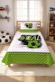 Soccer Ball Mesh Pattern Kids Pique Set-Sports Themed Modern Green Black Quilted Bedspread - 6
