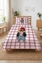 Children's Pique Set with Plaid Teddy Bear Figure - Street Themed Modern Powder Burgundy Decorative Bedspread - 6