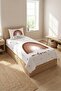 Rainbow Heart Patterned Children's Pique Set - Bohemian Dream Themed Powder Brown Quilted Bedspread - 2