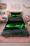 Race Car Pattern Single Pique Set-Sports Themed Modern Green Black Decorative Bedspread - 4