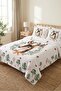 Deer Forest Nature Figured Children's Single Pique Set - Fairy Tale Gazelle Themed Nordic Bedspread
