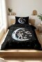 Astronaut Space Moon Star Teenager Pique Set-Galactic Universe Modern Black Blue Decorative Bedspread - 7