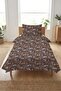 Forest Animals Deer Patterned Teenager Pike Set-Wild Nature Scandinavian Anthracite Cinnamon Bedspread - 5