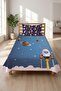 Rocket Planet Starry Baby Pique Set - Space Adventure Themed Modern Blue Orange Decorative Bedspread