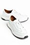 Genuine Leather Men's Casual Shoes White Elastic Laces Side Printed Nylon Sole