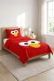 Children's Pique Set with Cute Face Figures - Cheerful Room Themed Modern Red and Yellow Quilted Bedspread - 5