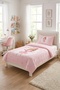Ballerina Starry Pink Children's Pique Set - Fairy Tale Themed Modern Powder Gold Quilted Bedspread - 5