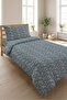 Floral Small Motif Youthful Pique Set - Elegant Botanical Modern Anthracite Blue Quilted Bedspread - 6