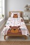 Teddy Bear Forest Path Baby Pique Set-Cute Adventure Nordic Brown Ecru Quilted Bedspread - 2