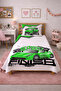 Dynamic Children's Baby Pique Set with Racing Car - Formula Theme Modern Green Black Decorative Bedspread - 3