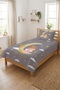 Moon Star Cloud Princess Figure Baby Pique Set - Fairy Tale Themed Modern Gray Powder Quilted Bedspread - 3