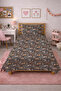 Forest Animals Deer Patterned Teenager Pike Set-Wild Nature Scandinavian Anthracite Cinnamon Bedspread