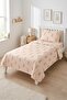 Rabbit Patterned Cute Children's Pique Set - Fairy Tale Themed Nordic Powder Ecru Quilted Bedspread - 2