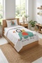 Cute Elephant Lion Safari Baby Pique Set - Cheerful Animal Themed Nordic Mint Coral Bedspread - 4