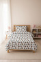 Superhero Patterned Baby Pique Set - Comic Book Themed Nordic Gray Turquoise Bedspread - 2