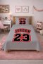 Sporty Baby Pique Set with Basketball Numbers - Street Style Modern Gray Red Decorative Bedspread