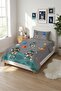 Astronaut Space Galaxy Planet Star Patterned Teen Pique Set-Cosmic Adventure Modern Gray Bedspread - 5
