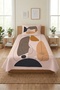 Geometric Abstract Pattern Children's Pique Set-Minimal Artistic Nordic Beige Mustard Quilted Bedspread - 4