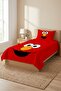 Cute Face Pattern Red Teenage Pique Set - Cheerful Character Themed Modern Yellow Quilted Bedspread - 6