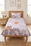 Cloud Themed Children's Pique Set with Cute Animal Figures - Nordic Tale Powder Gray Bedspread - 7