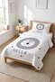 Lion Star Patterned Children's Pique Set-Cute Safari Nordic Gray White Quilted Bedspread
