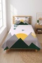 Mountain Balloon Bird Patterned Children's Pique Set-Adventure Themed Nordic Yellow Green Quilted Bedspread - 5