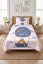 Teddy Bear Balloon Cloud Star Single Pique Set - Fairytale Nordic Blue Decorative Bedspread - 5