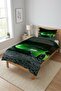 Race Car Pattern Single Pique Set-Sports Themed Modern Green Black Decorative Bedspread - 6